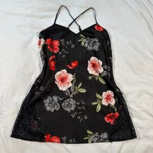 INC international concepts black floral lace slip dress size XS